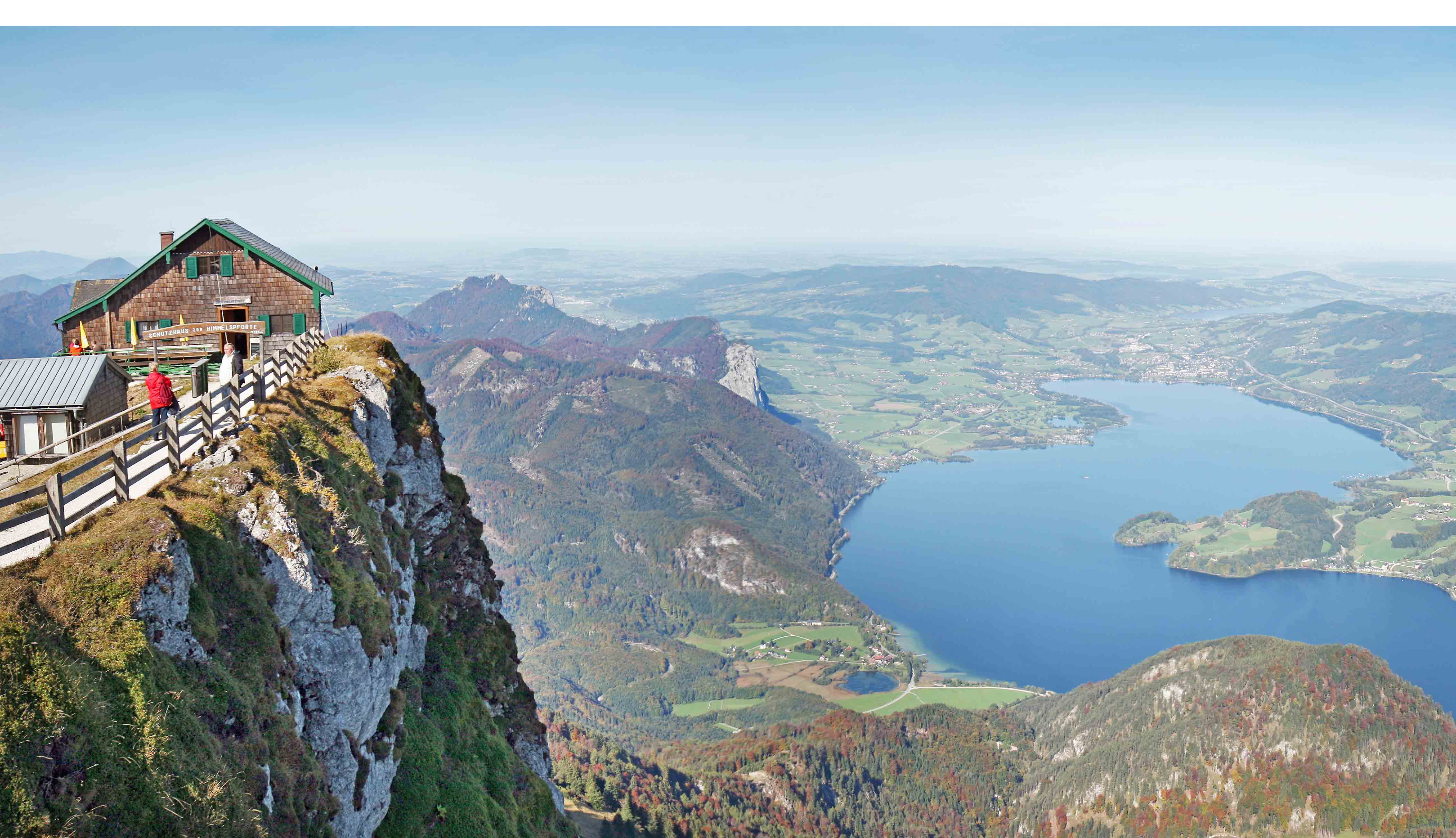 Seeblick von unserem Hausberg - OÖTourismus Röbl dem Schafbergden auf den Mondsee Alpen, Wandern, Klettern, von Pension weg Urlaub